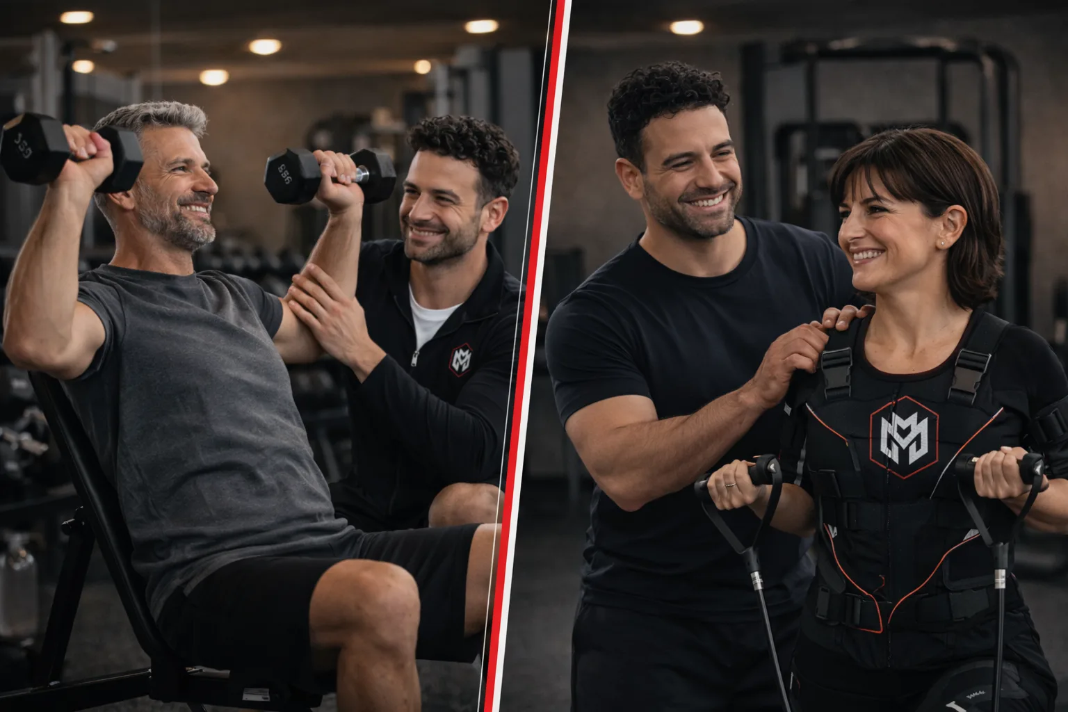 Séance de gym avec entraîneur et clients Séance de coaching en groupe avec entraîneur et clients - MetaMurph Studio