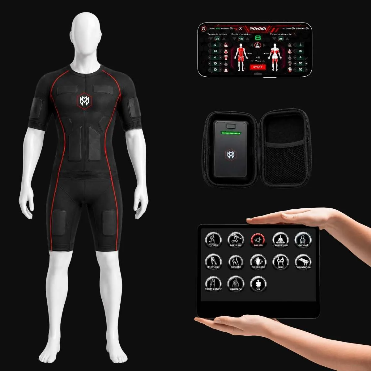 Pack complet MetaMurph EMS : combinaison, application sur tablette et boîtier