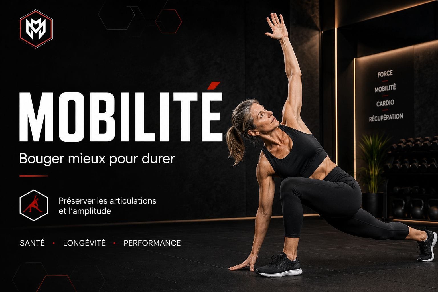 Mobilité : Bouger Mieux pour Durer | MetaMurph Exercice de mobilité articulaire encadré par un coach, pilier mobilité du programme fitness anti-âge MetaMurph